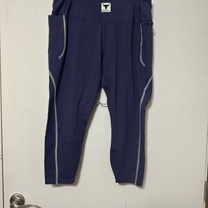 UA project Rock set- Navy Blue Athletic Leggings & sports bra with Gray Accents